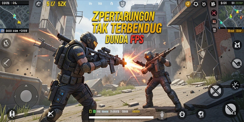 Screenshot dari gameplay mendebarkan di 5ZK dengan aksi tembak-tembakan.