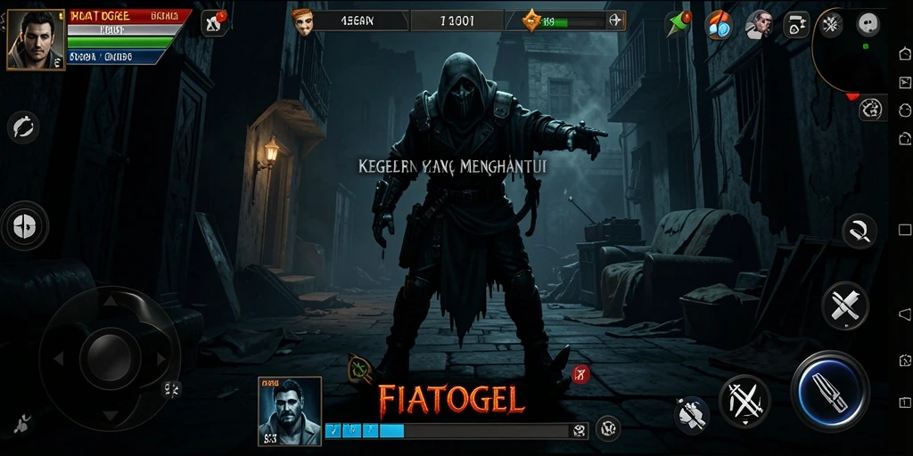 Tampilan gameplay FIATOGEL yang menyeramkan dan mencekam.