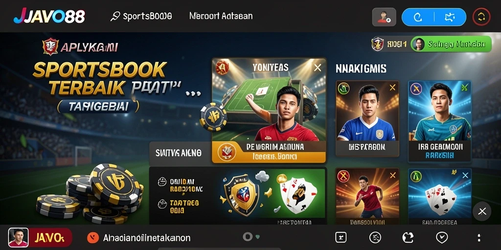 Screenshot aplikasi JAVO88 menampilkan tampilan taruhan olahraga yang menarik.