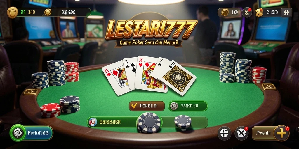 Tangkapan layar LESTARI777 menampilkan permainan Poker yang seru dan interaktif.