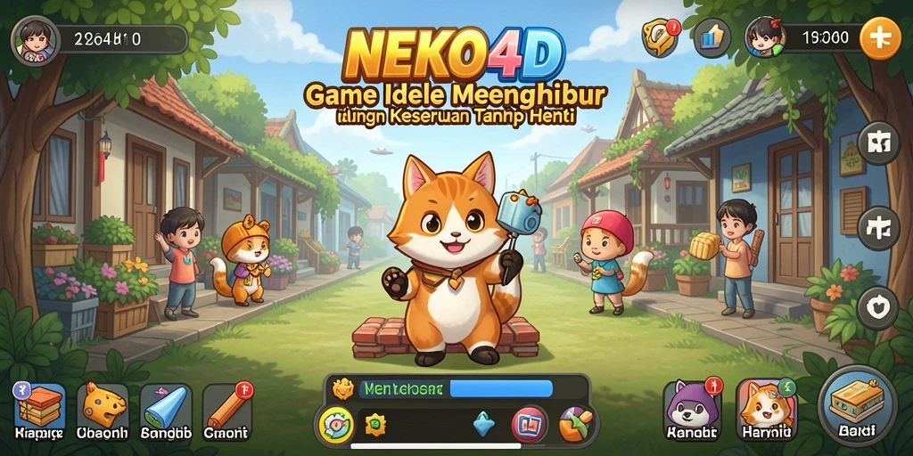 Screenshot utama NEKO4D menampilkan kucing lucu dalam aksi gameplay Idle.