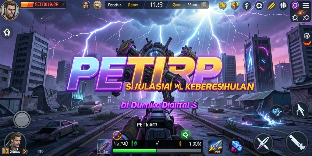 Screenshot gameplay PETIRRP menampilkan interaksi karakter dan pengambilan keputusan strategis.